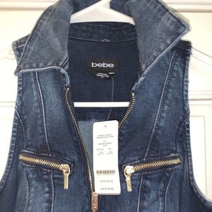 NWT: Bebe Demin Moto Jumpsuit